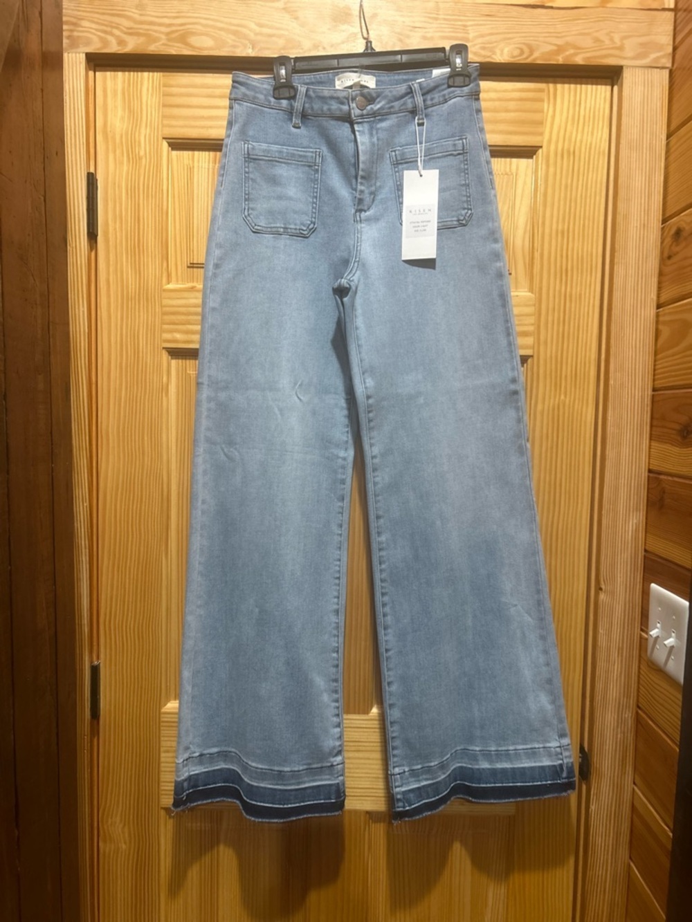 Risen-Light Blue Wide-Leg Women's Jeans